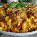 creamy one-pot cheesy ground beef pasta - featured image