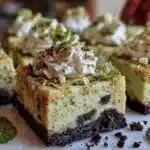 Creamy Shamrock Matcha Mint Cheesecake Bars - featured image