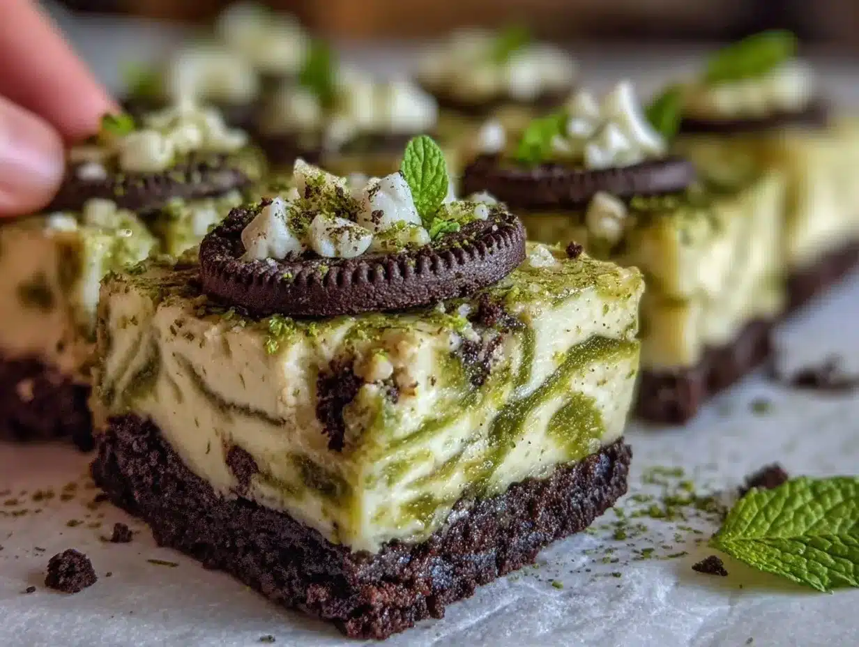 Creamy Shamrock Matcha Mint Cheesecake Bars preparation steps