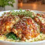 creamy slow cooker garlic parmesan chicken thighs - featured image