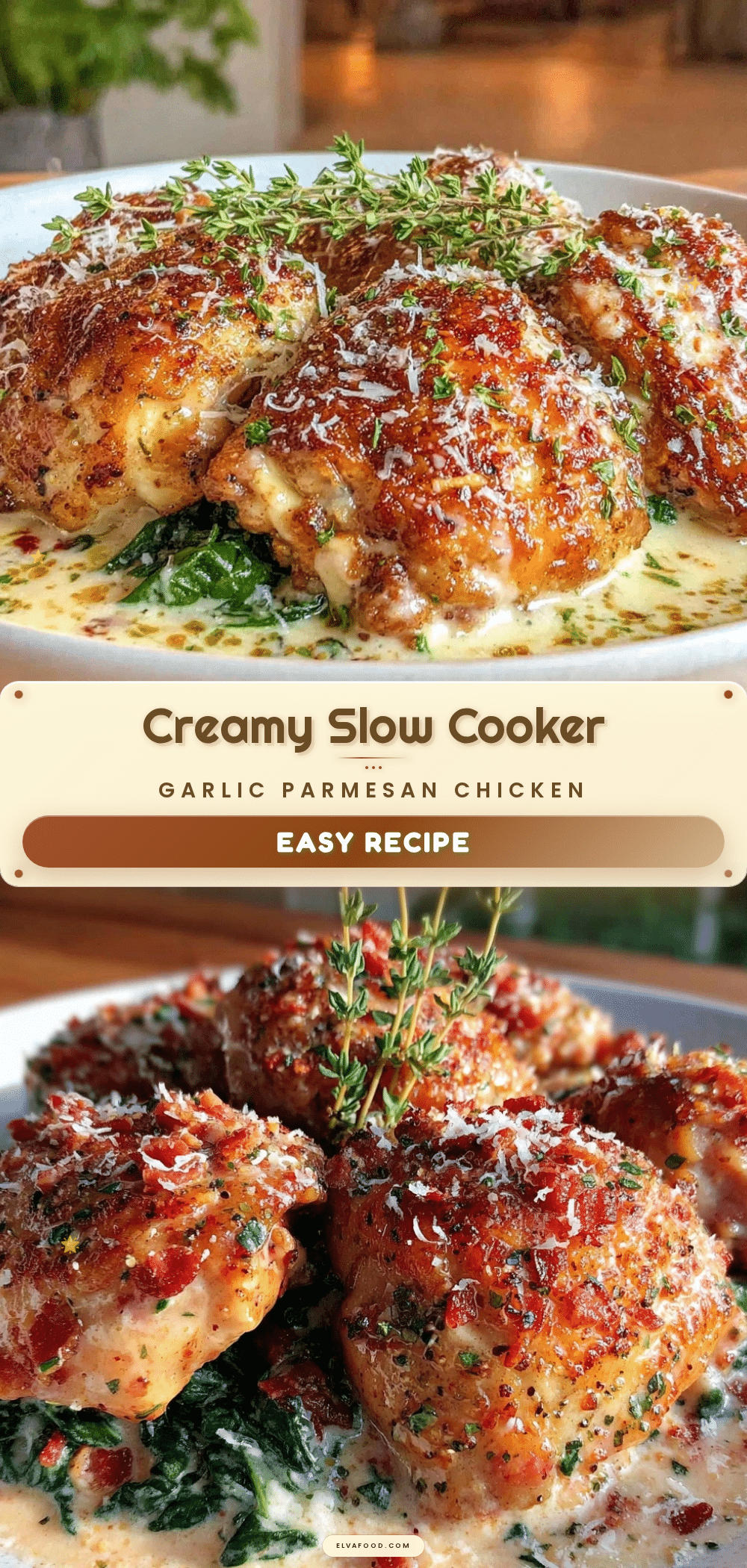 creamy slow cooker garlic parmesan chicken thighs recipe