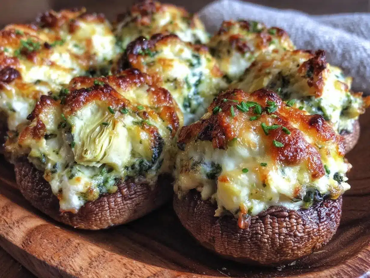 creamy spinach and artichoke stuffed mushrooms preparation steps