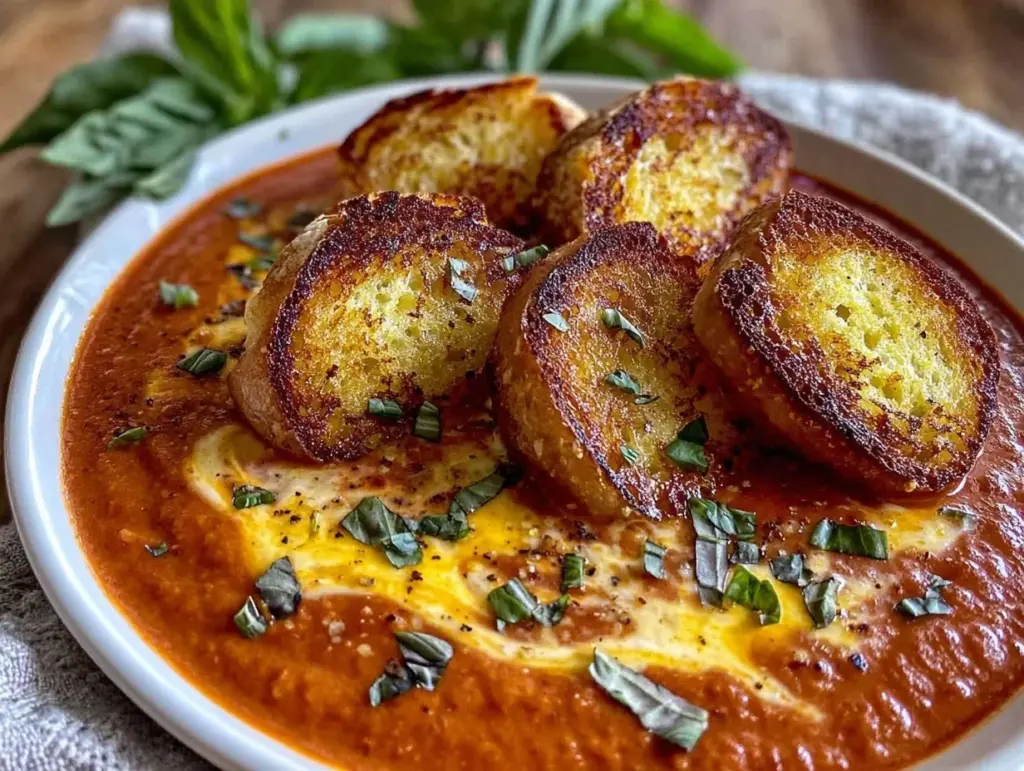 creamy tomato basil soup - featured image