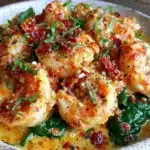 creamy tuscan shrimp - featured image