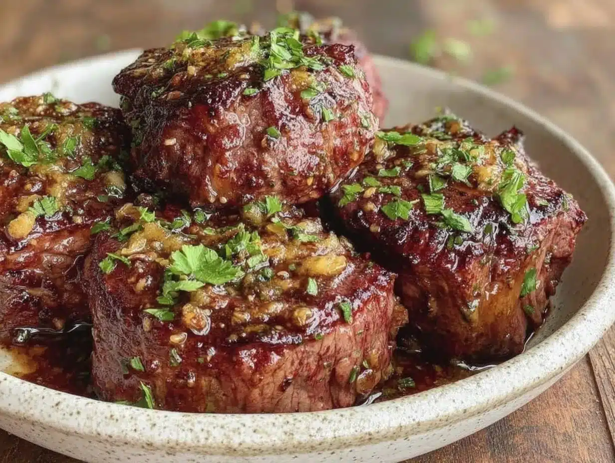 crispy air fryer garlic parmesan steak bites preparation steps