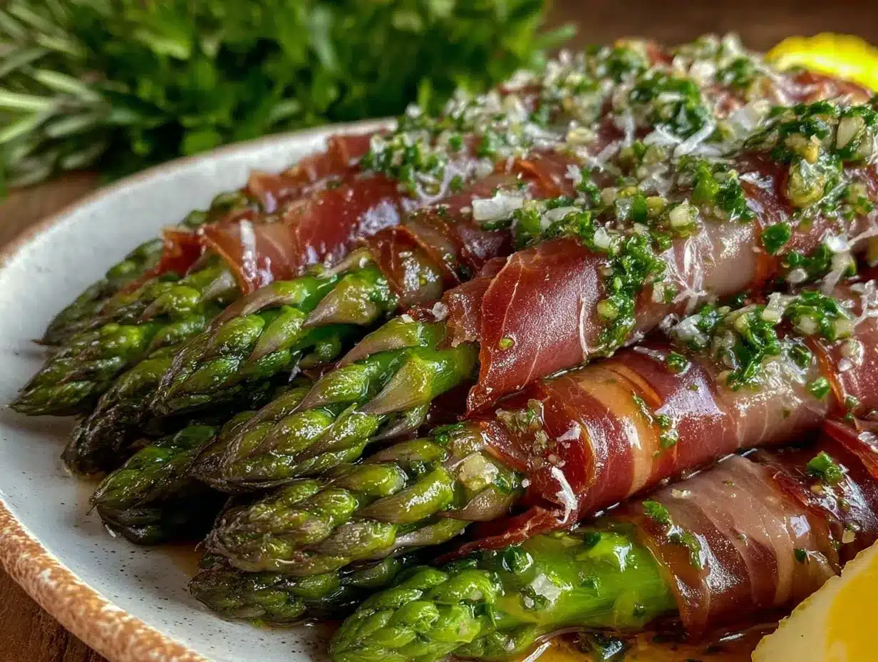 crispy asparagus wrapped in prosciutto preparation steps