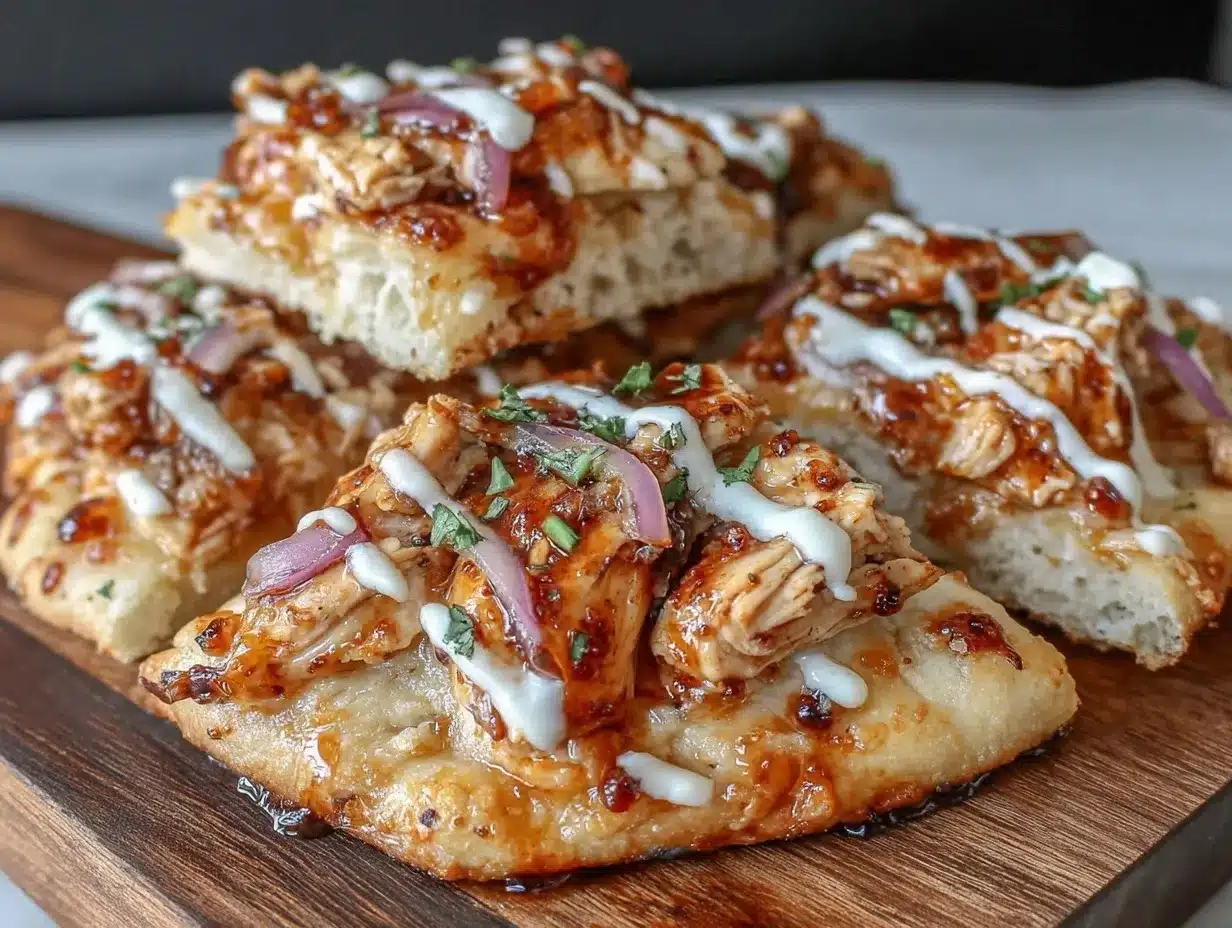 crispy BBQ chicken flatbread preparation steps