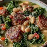 crockpot tuscan white bean sausage and kale soup - featured image
