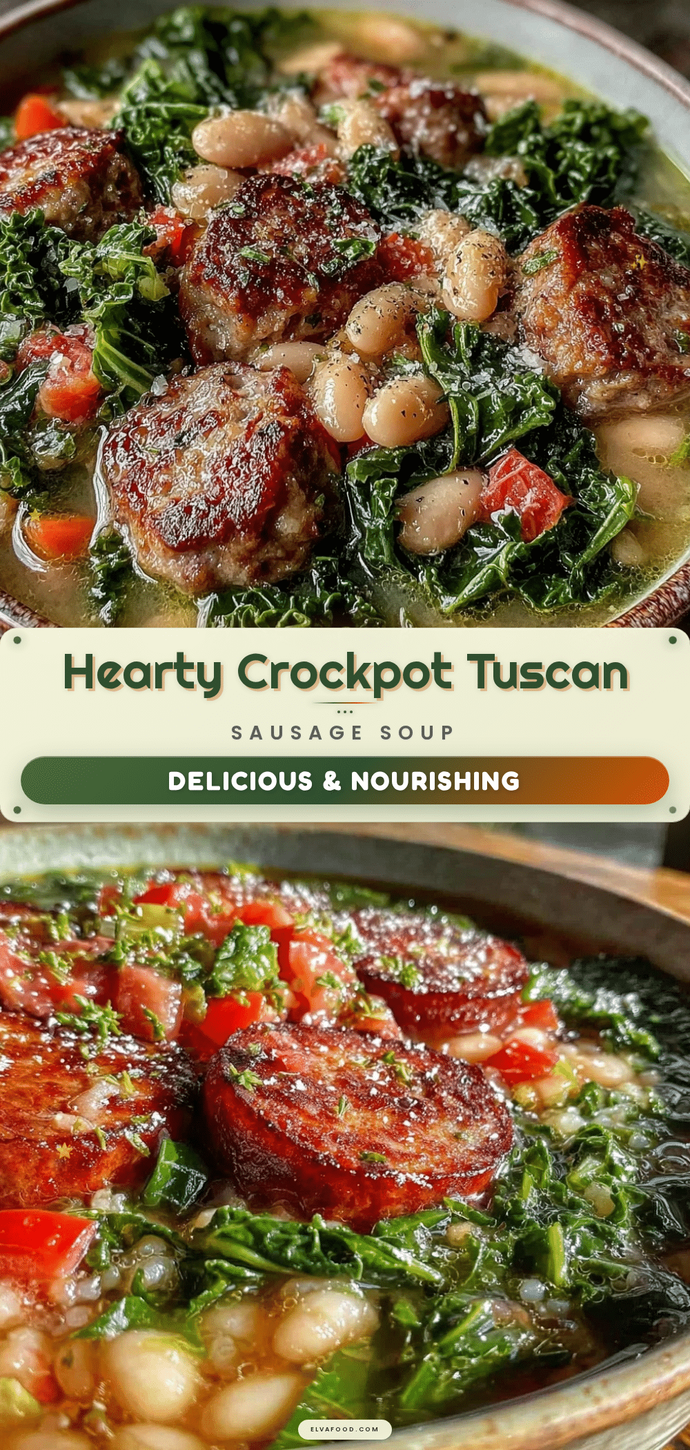 crockpot tuscan white bean sausage and kale soup recipe