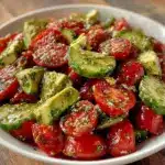 cucumber tomato avocado salad - featured image