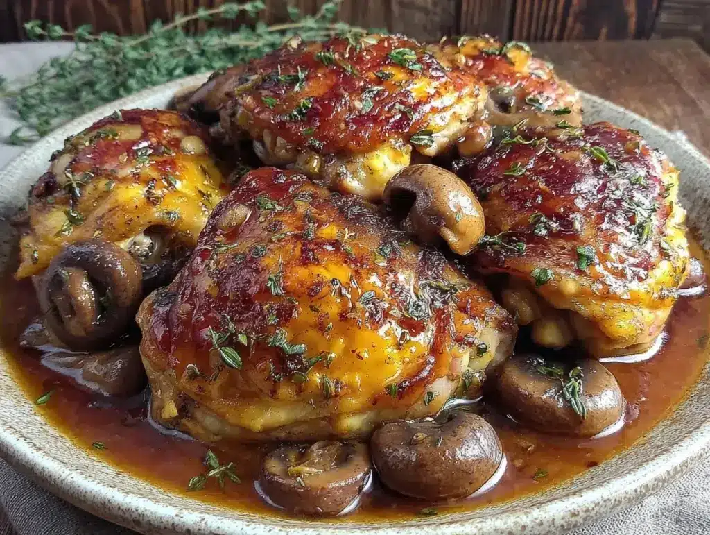 easy creamy crockpot chicken marsala - featured image