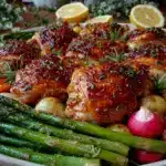 easy crispy sheet pan lemon herb chicken - featured image