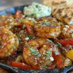 easy one-pan shrimp fajitas - featured image