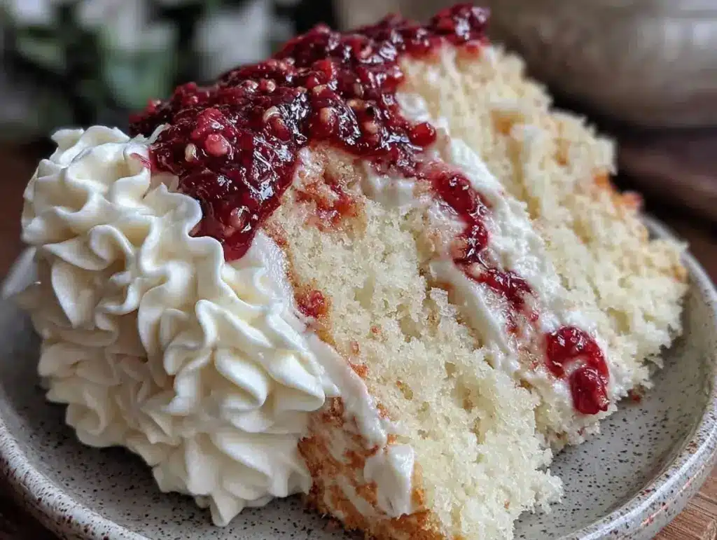 fluffy vanilla chiffon layer cake - featured image