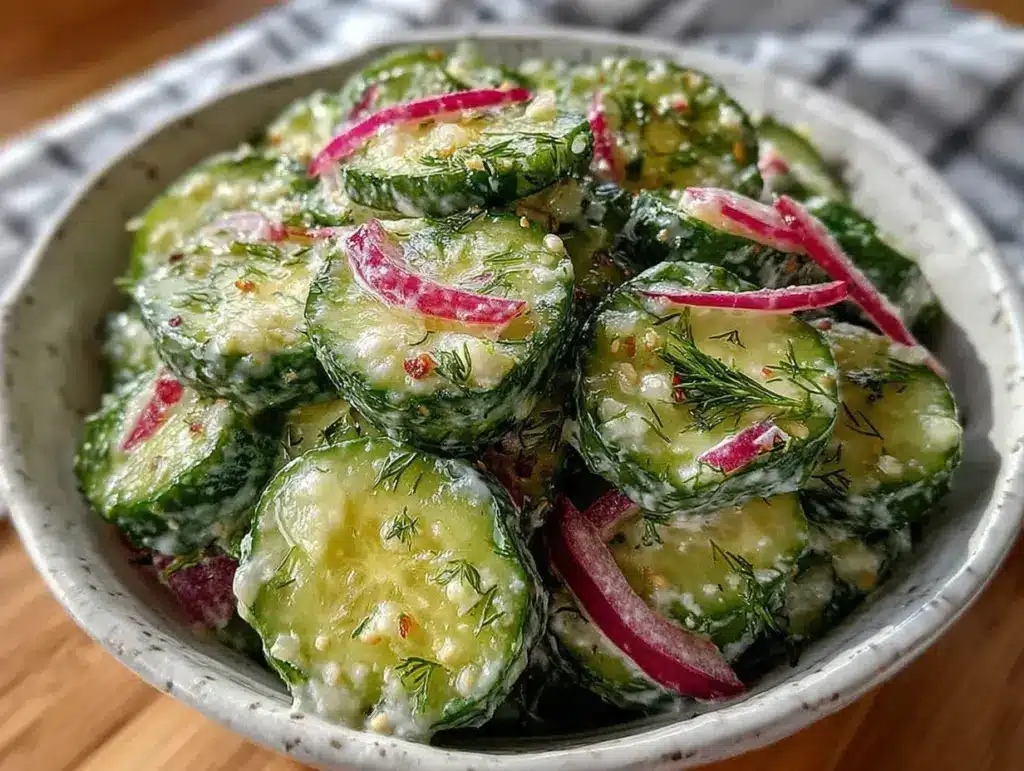 fresh creamy cucumber dill salad - featured image
