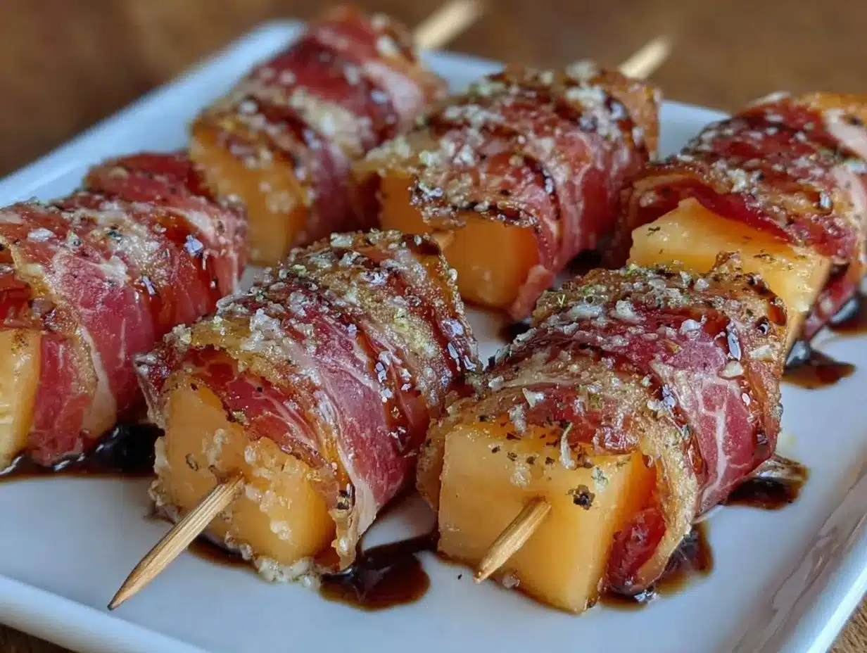 fresh prosciutto and melon skewers preparation steps