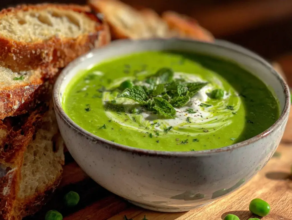 fresh spring pea soup - featured image