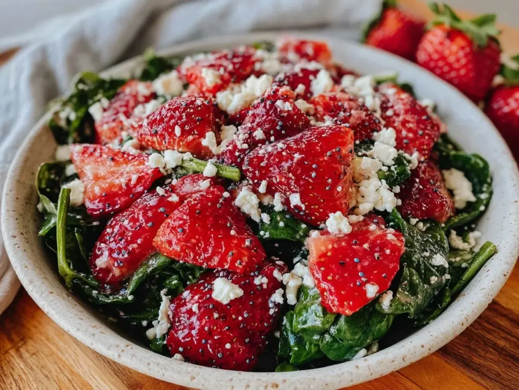 fresh strawberry spinach salad - featured image