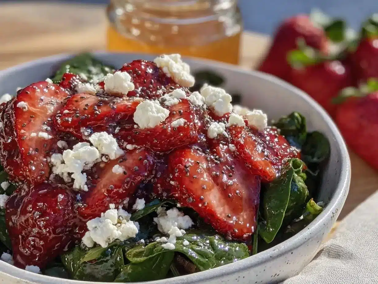 fresh strawberry spinach salad preparation steps