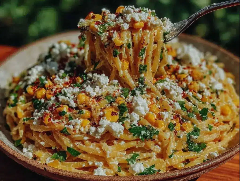 fresh street corn pasta salad - featured image