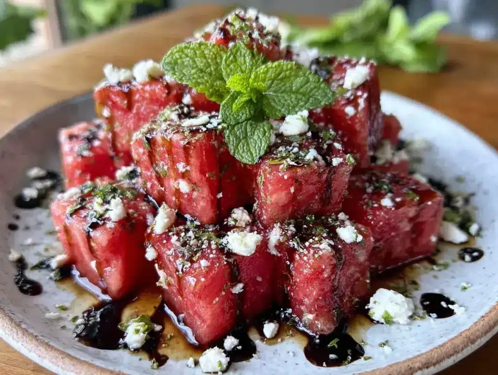 fresh watermelon feta mint salad - featured image