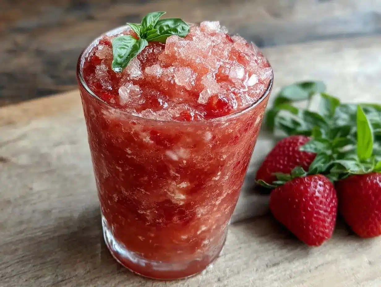frozen strawberry rosé slushie preparation steps