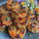 garlic butter grilled shrimp skewers - featured image