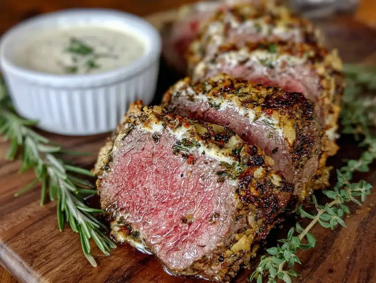 garlic-herb crusted beef tenderloin preparation steps