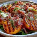 grilled peach burrata salad - featured image