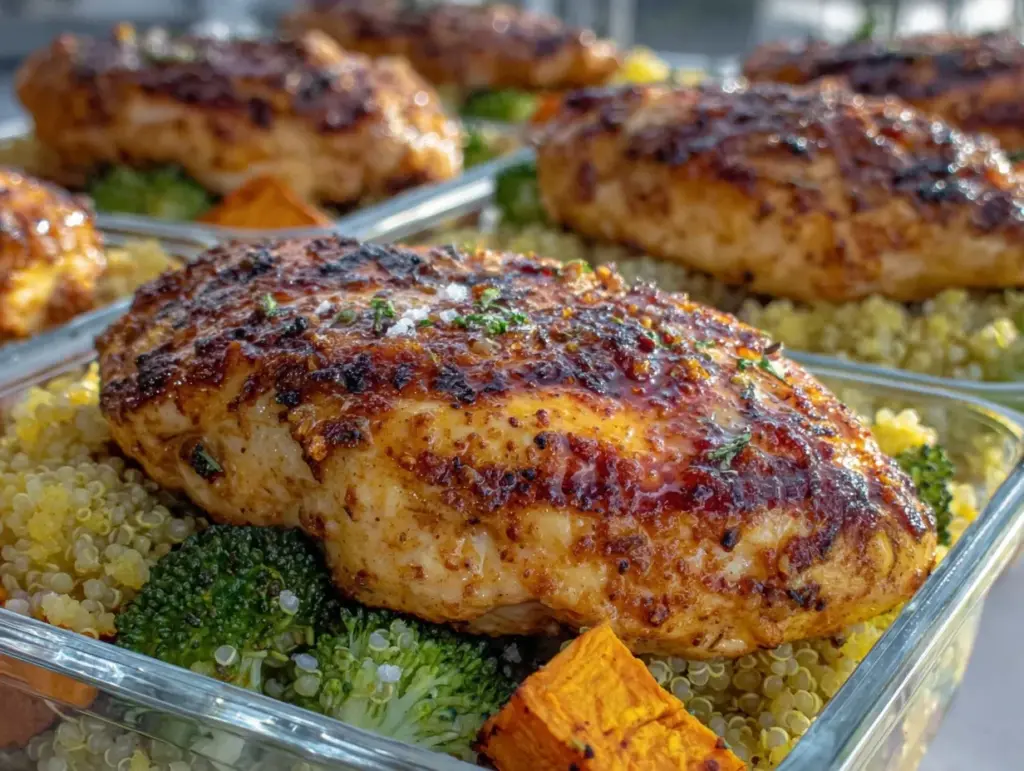 healthy high protein chicken meal prep - featured image