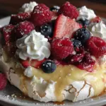 light lemon curd pavlova - featured image