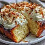 moist coconut poke cake - featured image