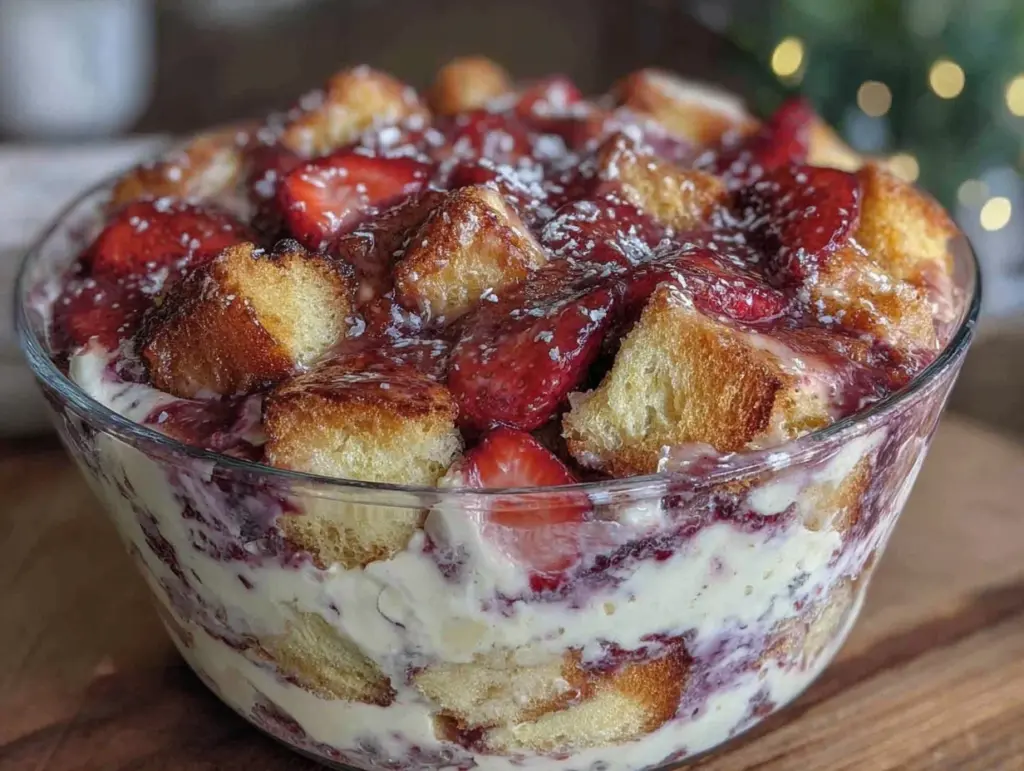 no bake strawberry cheesecake trifle - featured image