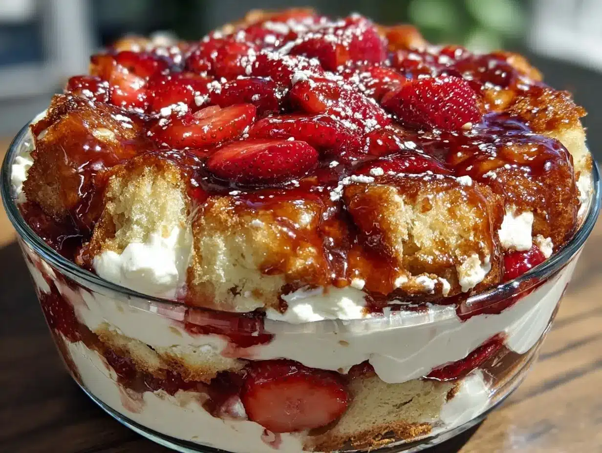 no bake strawberry cheesecake trifle preparation steps