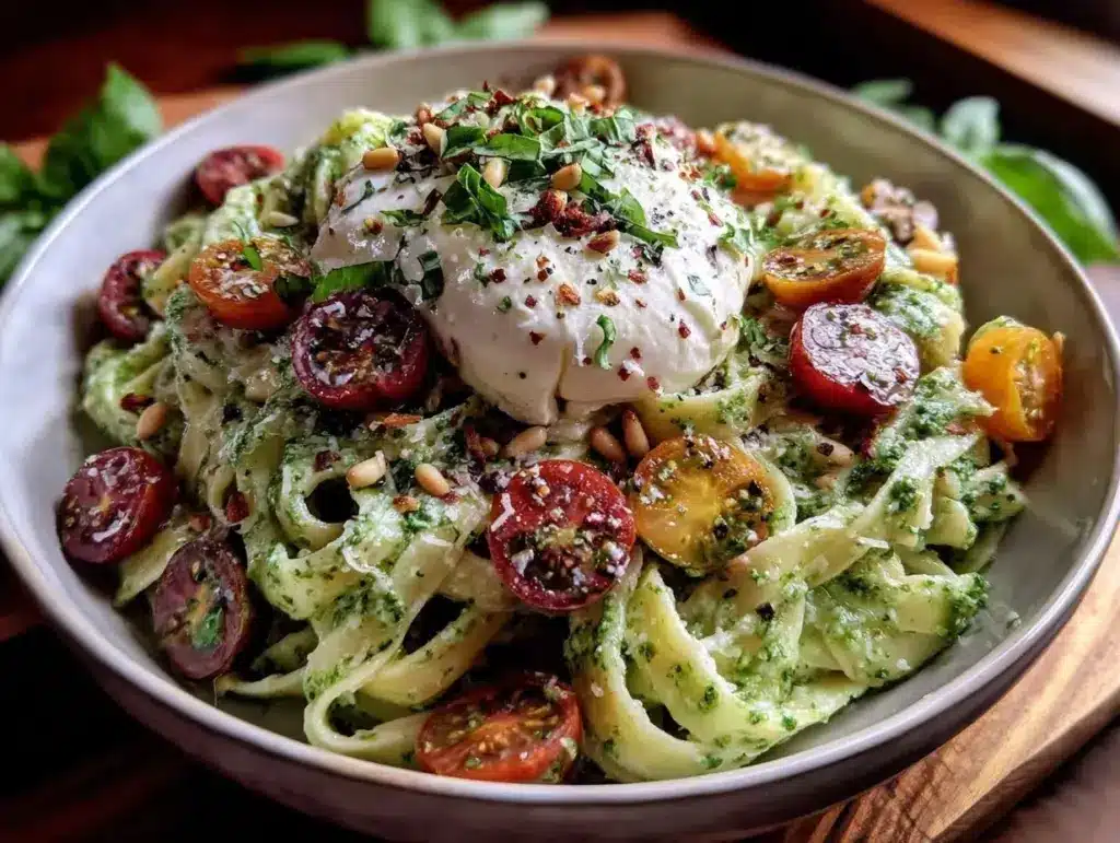 quick creamy pesto pasta - featured image