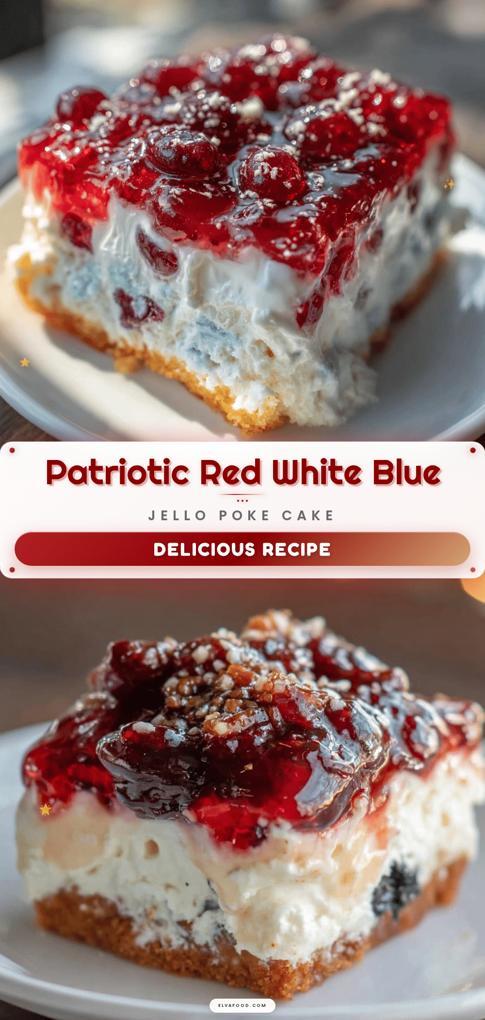 Red White and Blue Layered Jello Poke Cake recipe