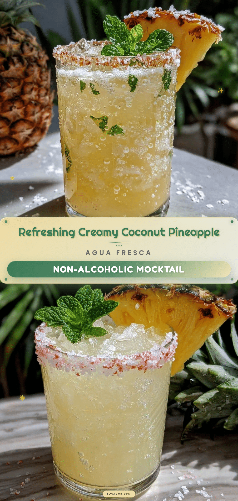 Refreshing Coconut Pineapple Agua Fresca Mocktail recipe