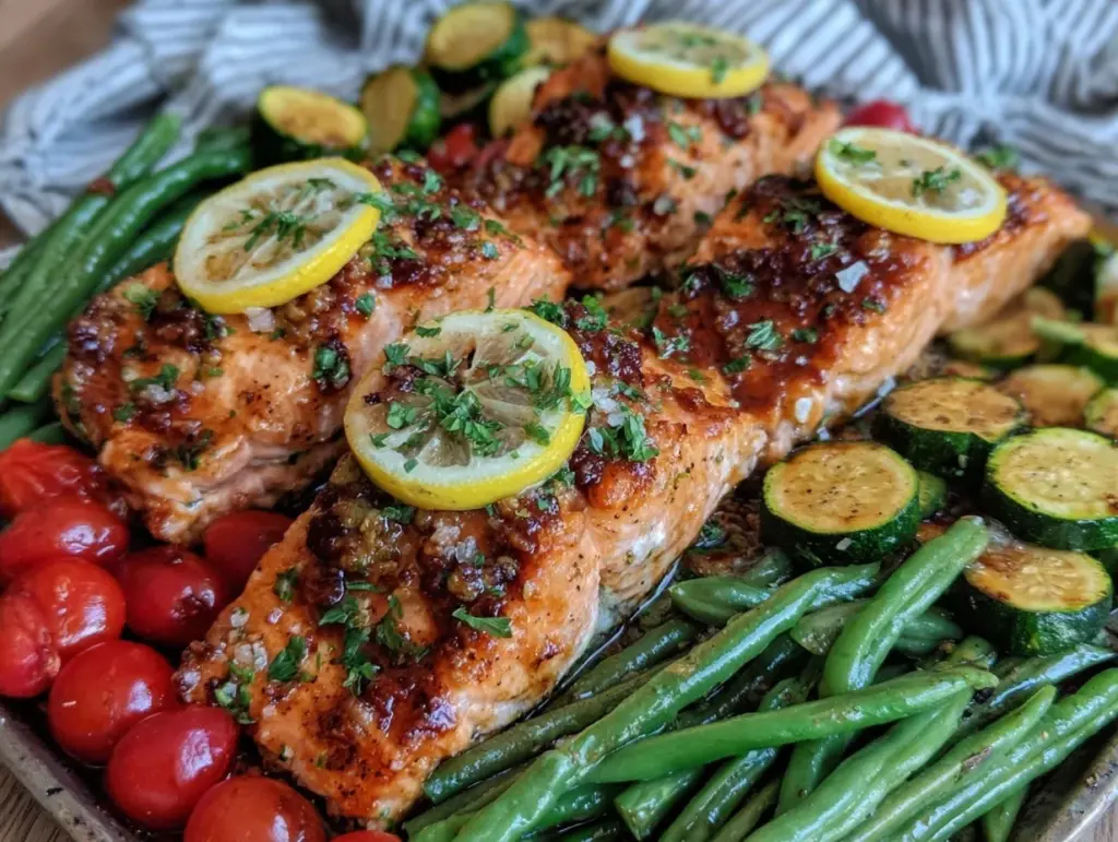 sheet pan lemon herb salmon - featured image