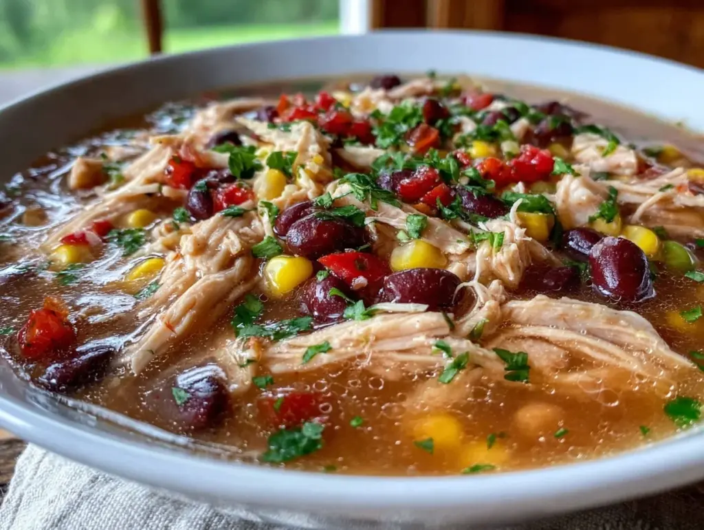 slow cooker black bean corn chicken soup - featured image