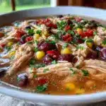 slow cooker black bean corn chicken soup - featured image