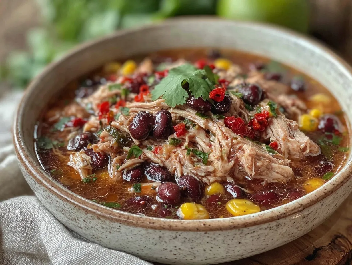 slow cooker black bean corn chicken soup preparation steps
