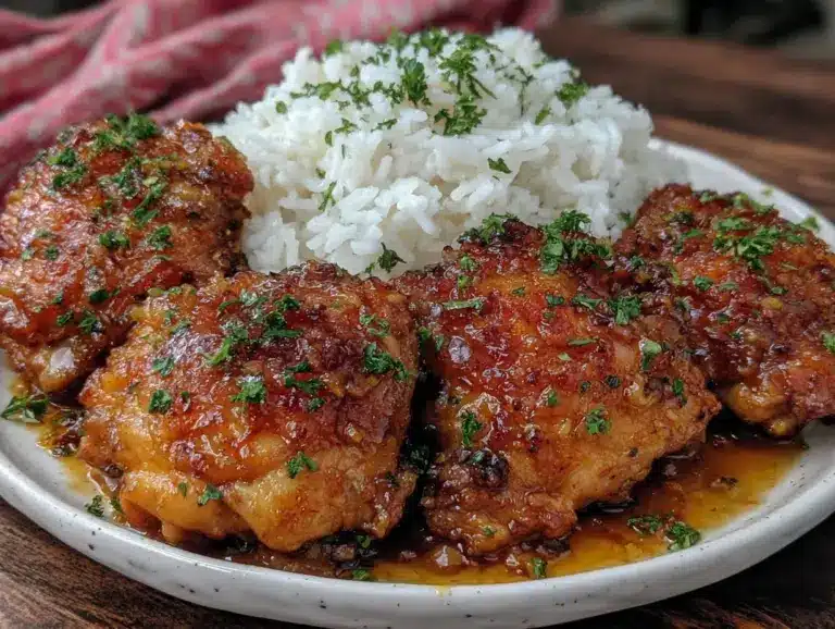 slow cooker honey garlic chicken thighs - featured image