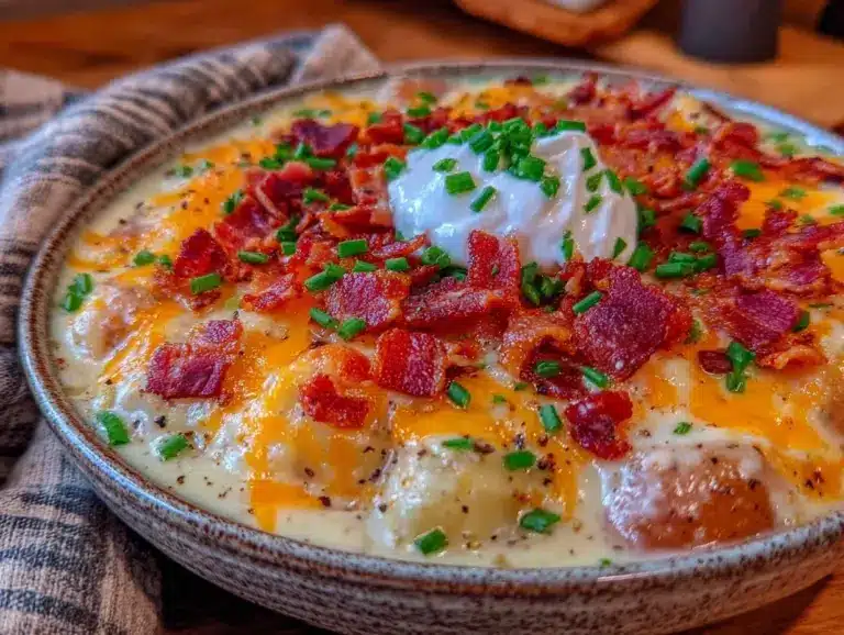 slow cooker loaded baked potato soup - featured image