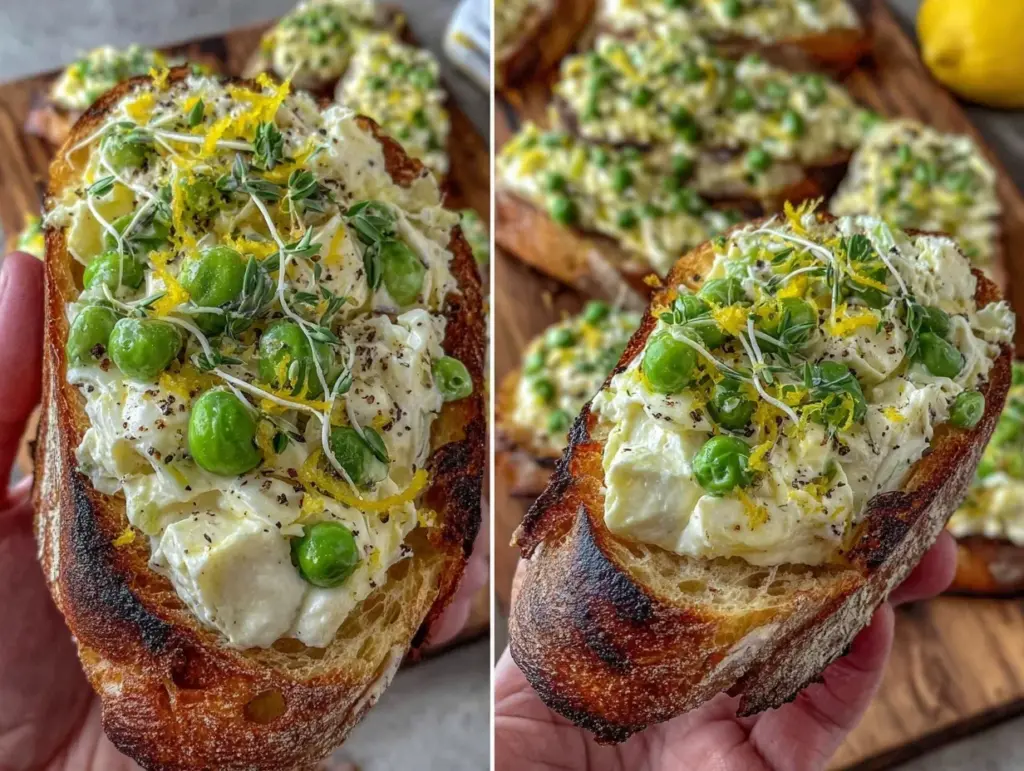 spring pea and ricotta crostini - featured image