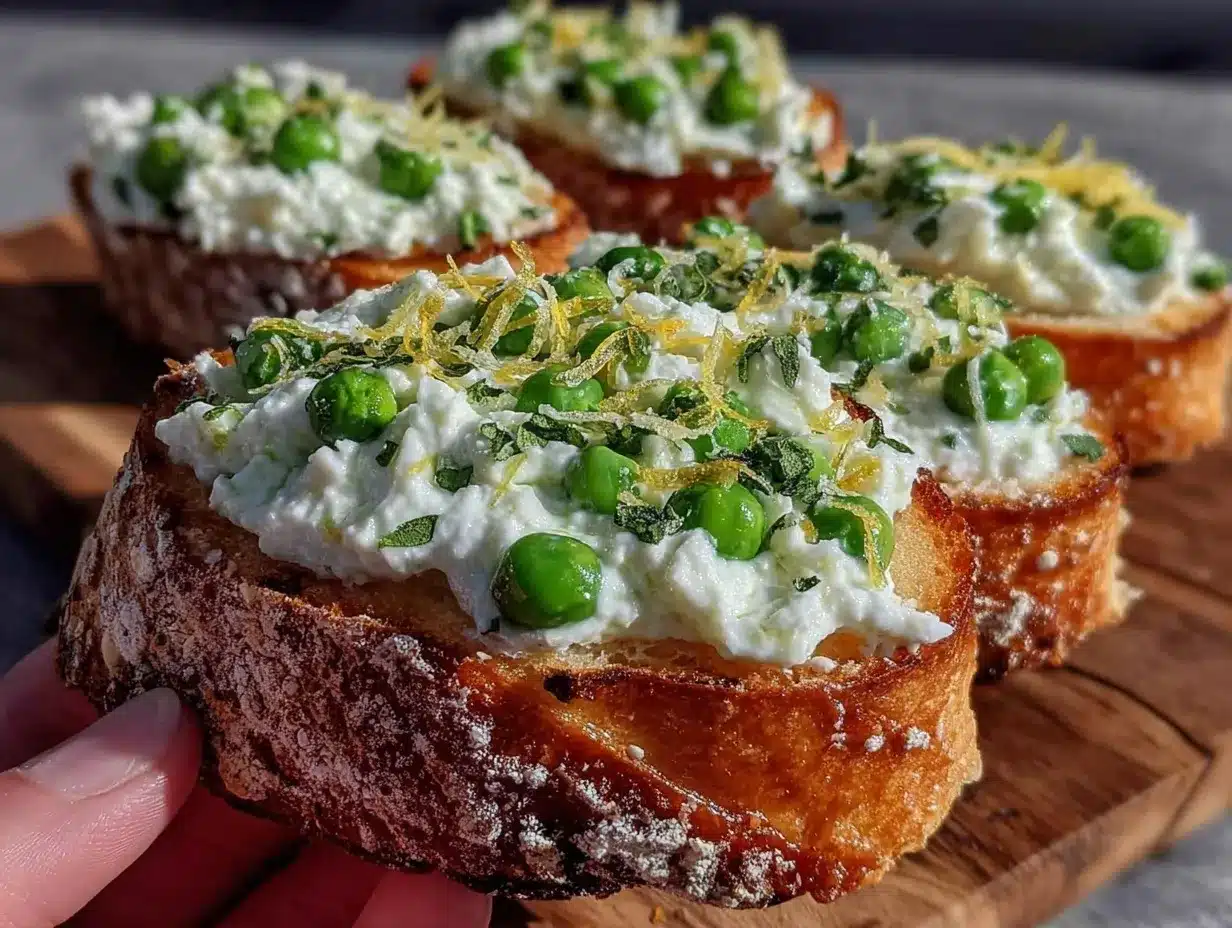 spring pea and ricotta crostini preparation steps