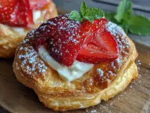 strawberry cream cheese puff pastry danish - featured image