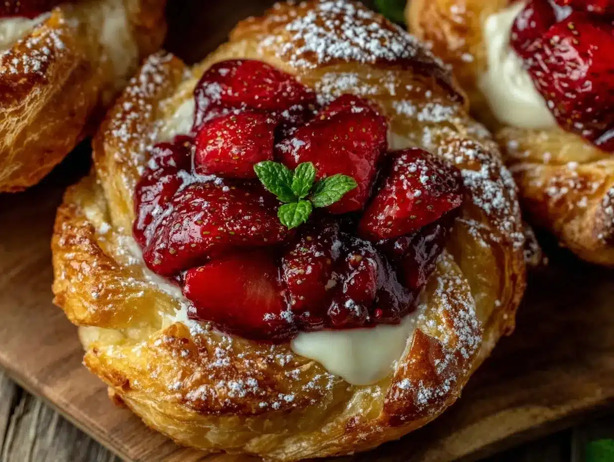strawberry cream cheese puff pastry danish preparation steps