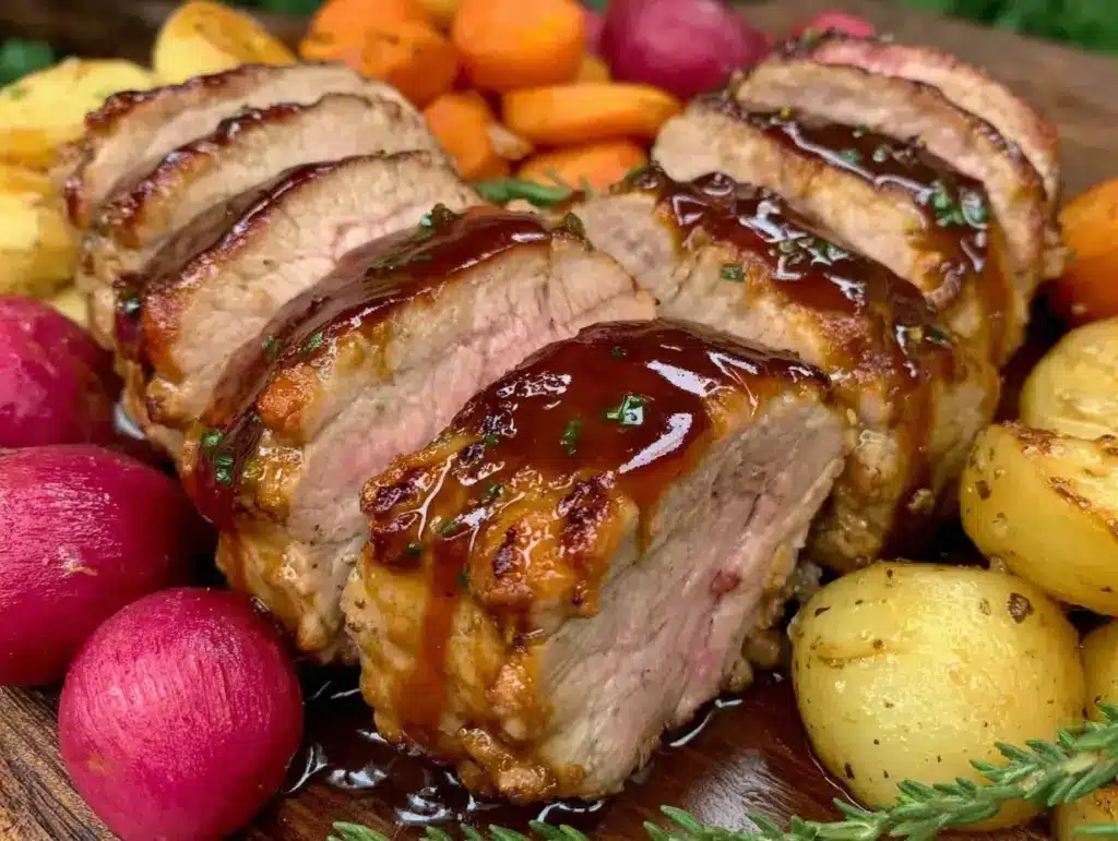 apple cider glazed pork tenderloin - featured image