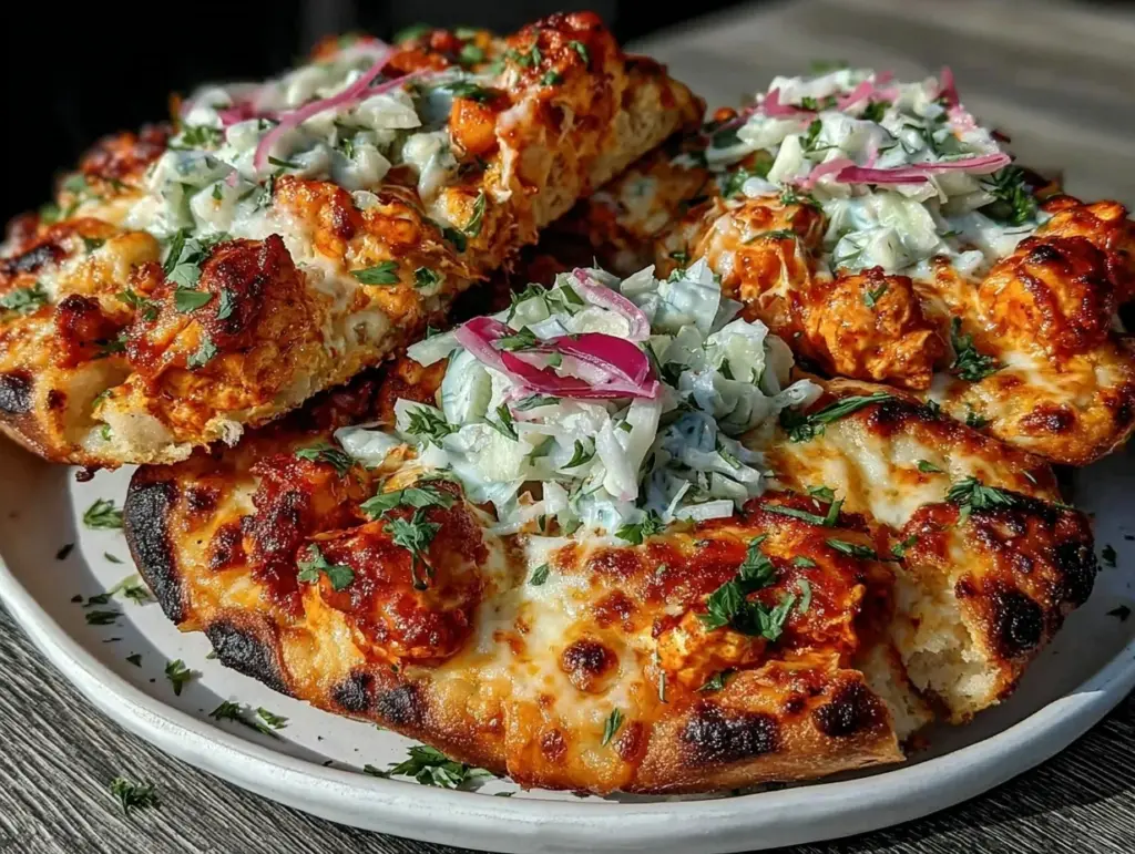 buffalo chicken flatbread pizza - featured image