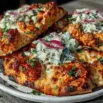 buffalo chicken flatbread pizza - featured image